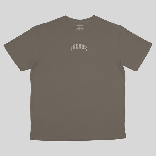 Engraved Oversized Dark Khaki T-Shirt